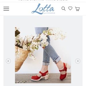 Lotta from Stockholm red high wood clogs size 8.